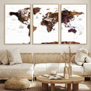 Rustic World Map Wall Art Canvas Print | Large World Map on