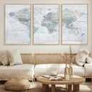 Push Pin World Map Canvas Print - Detailed Vintage World Map
