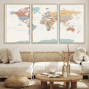 Pastel Colors World Map Wall Art Canvas Print by MyGreatCanvas | Canvas Wall Art Prints | Photo Prints & Wall Decor
