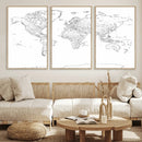 World Map Canvas Print – Framed Modern Detailed Map of the by MyGreatCanvas | Canvas Wall Art Prints | Photo Prints & Wall Decor