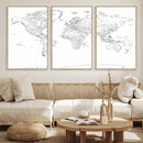 World Map Canvas Print – Framed Modern Detailed Map of the