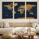 Modern World Map Canvas Print – Framed Detailed Map of the by MyGreatCanvas | Canvas Wall Art Prints | Photo Prints & Wall Decor