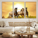 Wild Horses Wall Art Canvas Print – Framed Galloping Herd