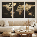Framed World Map with Pin Canvas Print – Detailed World Map