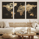 Framed World Map with Pin Canvas Print – Detailed World Map