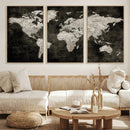 Vintage World Map Wall Art Canvas Print – Framed Large Map