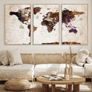 Blue Watercolor World Map Canvas Print – Framed Modern Wall