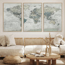 Neutral Vintage World Map Canvas Wall Art Print, Classic Map