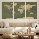 Large World Map Canvas Wall Art Print for Study Room Decor -