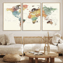 Framed World Map Wall Art Canvas Print for Living Room and
