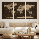 Colorful World Map Canvas Wall Art with Landmarks – Framed by MyGreatCanvas | Canvas Wall Art Prints | Photo Prints & Wall Decor