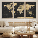Vintage Blue and Brown World Map Canvas Wall Art – Framed by MyGreatCanvas | Canvas Wall Art Prints | Photo Prints & Wall Decor