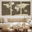 Vintage World Map Canvas Print – Framed Travel Map Wall Art