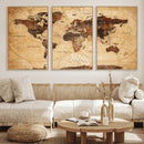 Modern Red and Gray World Map Canvas Print – Framed Wall Art