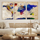 Colorful World Map Canvas Wall Art – Abstract Watercolor Map by MyGreatCanvas | Canvas Wall Art Prints | Photo Prints & Wall Decor