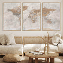 Detailed World Map Wall Art Canvas Print for Home and Office Decor