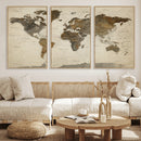 Vintage World Map Canvas Wall Art – Framed Travel Map for
