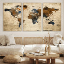 World Map Wall Art – Rustic Earth Tone Canvas Print, Antique by MyGreatCanvas | Canvas Wall Art Prints | Photo Prints & Wall Decor