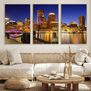 Boston Wall Art Canvas Print, Boston City Downtown Night by MyGreatCanvas | Canvas Wall Art Prints | Photo Prints & Wall Decor