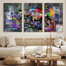 Graffiti Motorcycle Wall Art Canvas Print, Urban Street Art by MyGreatCanvas | Canvas Wall Art Prints | Photo Prints & Wall Decor