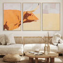Minimal Longhorn Bull Wall Art Canvas Print, Neutral Western by MyGreatCanvas | Canvas Wall Art Prints | Photo Prints & Wall Decor
