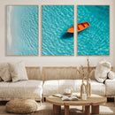 Minimalist Boat Wall Art Canvas Print, Aerial Sea Landscape by MyGreatCanvas | Canvas Wall Art Prints | Photo Prints & Wall Decor