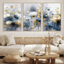 Large Abstract Flowers Wall Art Canvas Print – Gold and Blue by MyGreatCanvas | Canvas Wall Art Prints | Photo Prints & Wall Decor