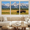 Bison in Mountain Landscape Wall Art Canvas Print – Western by MyGreatCanvas | Canvas Wall Art Prints | Photo Prints & Wall Decor