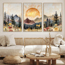 Boho Mountain Landscape Large Wall Art, Horizontal Gold by MyGreatCanvas | Canvas Wall Art Prints | Photo Prints & Wall Decor
