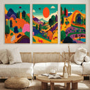 Colorful Japanese Landscape Print: Maximalist Panoramic Wall by MyGreatCanvas | Canvas Wall Art Prints | Photo Prints & Wall Decor