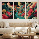 Colorful Japanese Landscape Print: Maximalist Panoramic Wall by MyGreatCanvas | Canvas Wall Art Prints | Photo Prints & Wall Decor