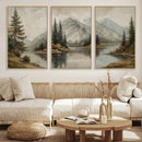 Vintage Mountain Landscape Wall Art Canvas Print Set, Rustic by MyGreatCanvas | Canvas Wall Art Prints | Photo Prints & Wall Decor