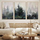 Misty Pine Forest Oil Painting Canvas — Dark Moody Teal Grey by MyGreatCanvas | Canvas Wall Art Prints | Photo Prints & Wall Decor
