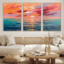 Bold Palette Knife Ocean Sunset Canvas — Orange Pink Teal by MyGreatCanvas | Canvas Wall Art Prints | Photo Prints & Wall Decor