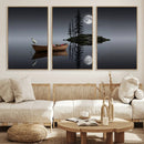 Moonlit Lake Canvas Wall Art, Dreamy Boat Heron Full Moon by MyGreatCanvas | Canvas Wall Art Prints | Photo Prints & Wall Decor