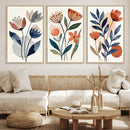 Watercolor Botanical Canvas Wall Art Set, Navy Terracotta by MyGreatCanvas | Canvas Wall Art Prints | Photo Prints & Wall Decor