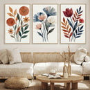 Watercolor Botanical Canvas Wall Art Set, Navy Terracotta by MyGreatCanvas | Canvas Wall Art Prints | Photo Prints & Wall Decor