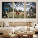 Texas Longhorn Canvas Wall Art, Rustic Farm Barn Bluebonnet by MyGreatCanvas | Canvas Wall Art Prints | Photo Prints & Wall Decor
