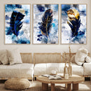 Feather Canvas Wall Art Navy Blue Gold Watercolor Abstract by MyGreatCanvas | Canvas Wall Art Prints | Photo Prints & Wall Decor