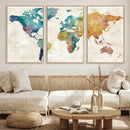 Watercolor World Map Canvas Wall Art Print – Abstract by MyGreatCanvas | Canvas Wall Art Prints | Photo Prints & Wall Decor