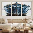Blue Wooden Rowboat Canvas Wall Art, Coastal Nautical Boat Painting Print for Lake Beach House Decor, Minimalist Maritime Decor Artwork by MyGreatCanvas | Canvas Wall Art Prints | Photo Prints & Wall Decor