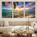 Hawaii Beach Sunset Canvas Wall Art Print, Tropical Ocean Landscape Artwork, Palm Tree Coastal Decor for Living Room Bedroom by MyGreatCanvas | Canvas Wall Art Prints | Photo Prints & Wall Decor