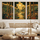 Gustav Klimt Style Forest Canvas Wall Art, Golden Forest Path Floral Art Nouveau Print, Enchanted Woodland Decor by MyGreatCanvas | Canvas Wall Art Prints | Photo Prints & Wall Decor