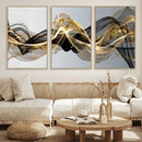 Black and Gold Abstract Wall Art, Modern Wave Canvas Print, Elegant Flowing Smoke Art, Luxury Living Room Decor by MyGreatCanvas | Canvas Wall Art Prints | Photo Prints & Wall Decor