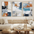 Blue Teal Abstract Canvas Wall Art, Modern Textured Painting Print, Navy Orange White Contemporary Art, Neutral Living Room Decor, Office Art by MyGreatCanvas | Canvas Wall Art Prints | Photo Prints & Wall Decor