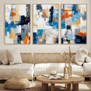 Blue Teal Abstract Canvas Wall Art, Modern Textured Painting Print, Navy Orange White Contemporary Art, Neutral Living Room Decor, Office Art by MyGreatCanvas | Canvas Wall Art Prints | Photo Prints & Wall Decor