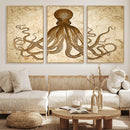 Sepia Octopus Wall Art Abstract Animal Canvas Print