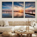 Wooden Pier on Seascape and Sunset Wall Art Canvas Print by MyGreatCanvas | Canvas Wall Art Prints | Photo Prints & Wall Decor