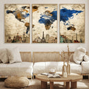 World Map Canvas Print – Vintage Blue and Gold World Map by MyGreatCanvas | Canvas Wall Art Prints | Photo Prints & Wall Decor