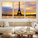 Paris Eiffel Tower Sunset Canvas Wall Art Print - Iconic